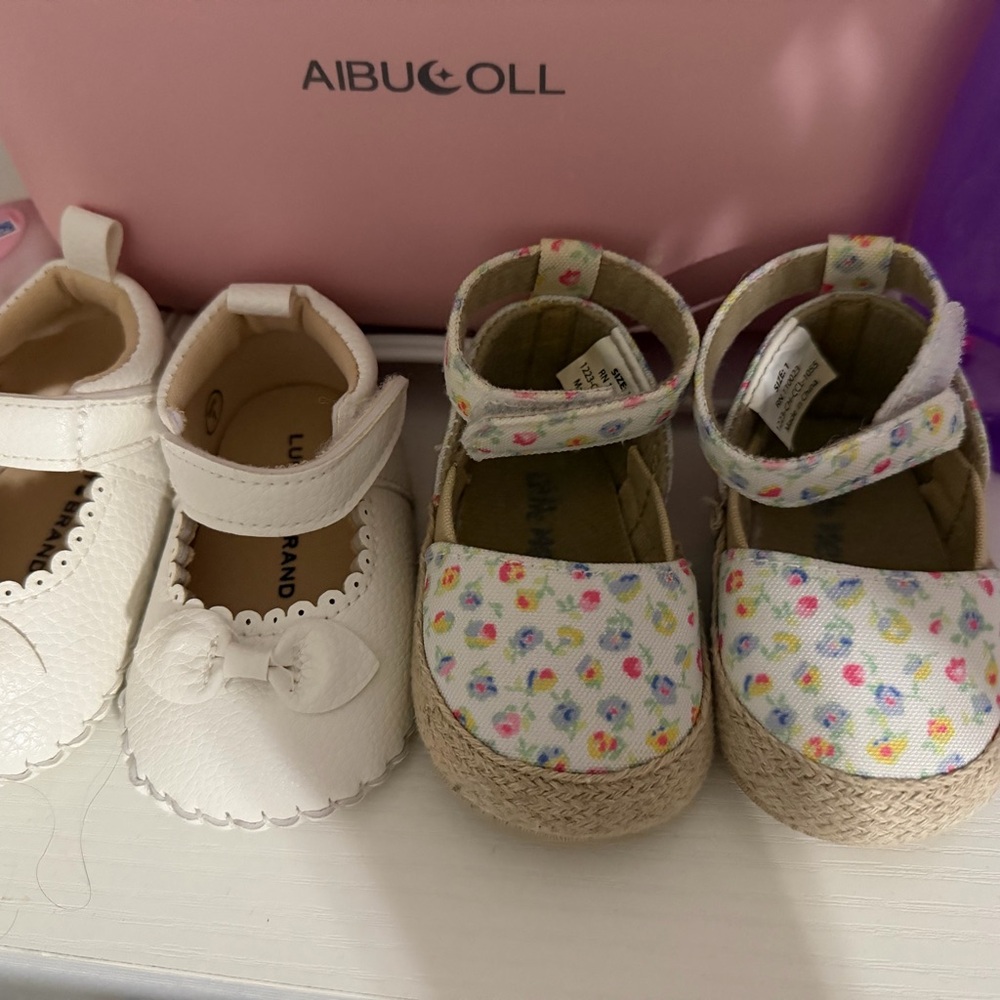 Kids Floral Sandals - White/Natural Size 1